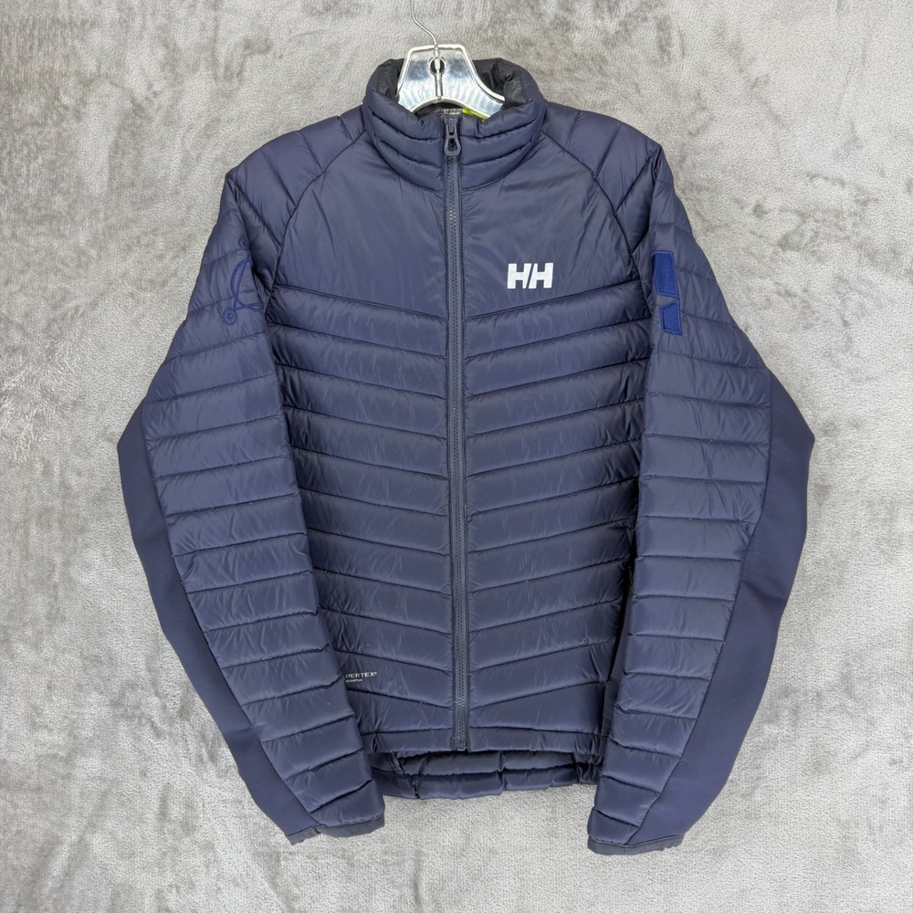 Helly Hansen Verglas Hybrid Down Puffer Jacket Navy Blue Mens Small 700 Fill